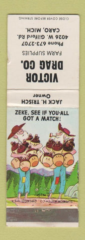 Matchbook Cover - Victor Drag Farm Supply Caro MI hillbilly WEAR