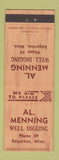 Matchbook Cover - Al Menning Well Digging Edgerton MN low phone #