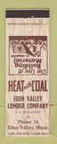 Matchbook Cover - Eden Valley Lumber Company Eden Valley MN low phone #