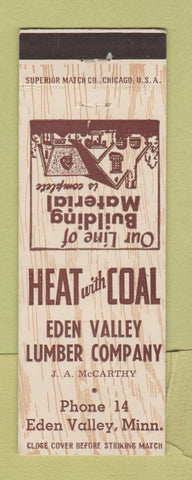 Matchbook Cover - Eden Valley Lumber Company Eden Valley MN low phone #