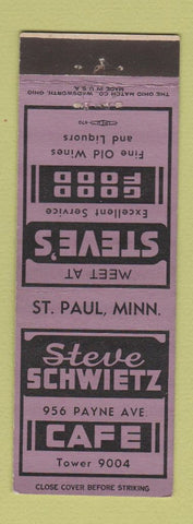 Matchbook Cover - Steve Schwietz Cafe St Paul MN