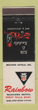 Matchbook Cover - Rainbow Hotel Great Falls MT Silk and Saddle