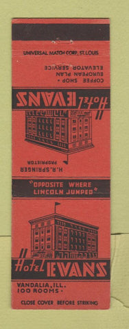 Matchbook Cover - Hotel Evans Vandalia IL
