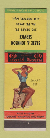 Matchbook Cover - State & Johnson Service oil gas pinup