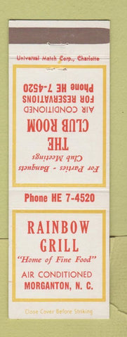 Matchbook Cover - Rainbow Grill Morganton NC
