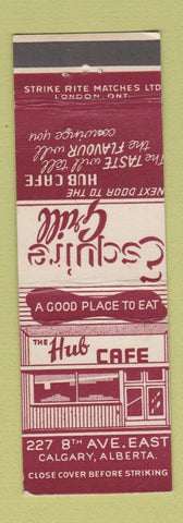 Matchbook Cover - Hub Cafe Calgary AB Esquire Grill WEAR