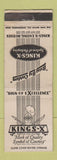 Matchbook Cover - Kings X Restaurants WEAR