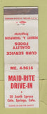 Matchbook Cover - Maid Rite Drive In Colorado Springs WORN