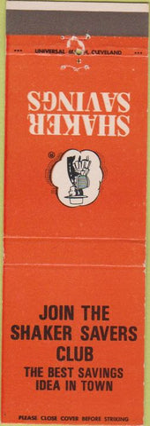 Matchbook Cover - Shaker Savers Club banking