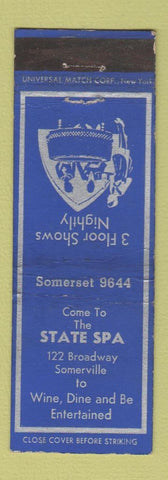 Matchbook Cover - State Spa Somerville NJ?
