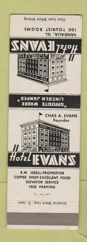 Matchbook Cover - Hotel Evans Vandalia IL