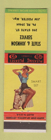 Matchbook Cover - State & Johnson Service oil gas pinup