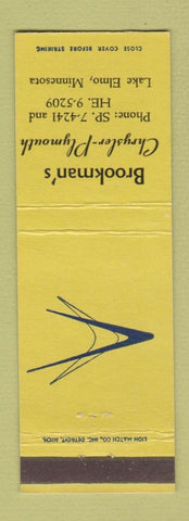 Matchbook Cover - Brookman's Chrysler Plymouth Lake Elmo MN