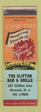 Matchbook Cover - Clifton Bar Grille Newark NJ SAMPLE WEAR