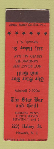 Matchbook Cover - Star Bar and Grill Newark NJ SAMPLE