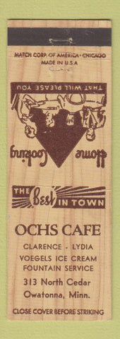 Matchbook Cover - Ochs Cafe Owatonna MN