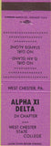 Matchbook Cover - Alpha XI Delta West Chester State College PA purple