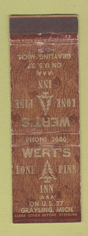 Matchbook Cover - Wert's Lone Pine Inn Grayling MI