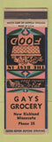 Matchbook Cover - Gays Grocery New Richland MN