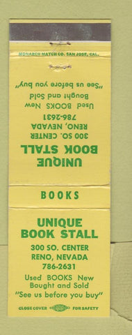 Matchbook Cover - Unique Book Stall Reno NV WEAR