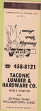 Matchbook Cover - Taconic Lumber Hardware Williamstown MA peach