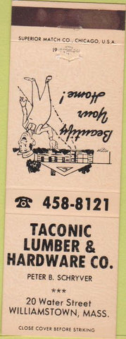 Matchbook Cover - Taconic Lumber Hardware Williamstown MA peach