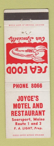 Matchbook Cover - Joyce's Motel Restaurant Searsport ME