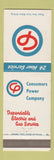 Matchbook Cover - Consumers Power Bay City Midland Standish MI