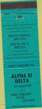 Matchbook Cover - Alpha XI Delta West Chester State College PA green