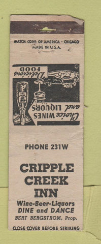 Matchbook Cover - Cripple Creek Inn Colorado WORN