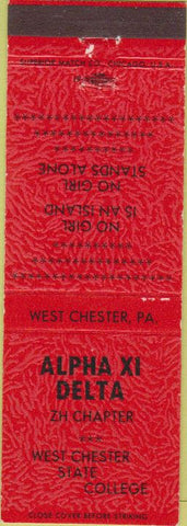 Matchbook Cover - Alpha XI Delta West Chester State College PA red