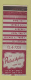 Matchbook Cover - Philadelphia Rstaurant South Bend IN WEAR