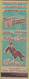 Matchbook Cover - Phillips Sons New York City clothes suits