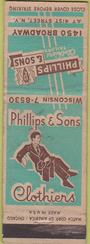 Matchbook Cover - Phillips Sons New York City clothes suits