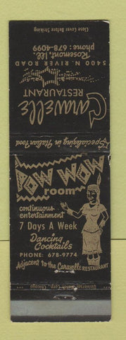 Matchbook Cover - Caravelle Restaurant Rosemont IL Pow Wow Room Indian