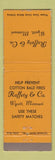 Matchbook Cover - Raffety Cotton Wyatt MO