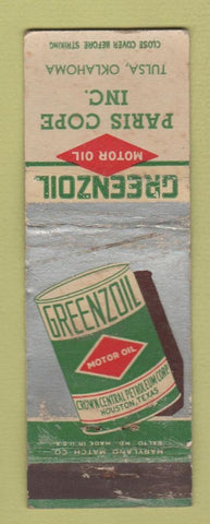Matchbook Cover - Greenzoil Paris Cope oil gas Tulsa OK WORN