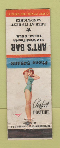 Matchbook Cover - Art's Bar Tulsa OK pinup WORN