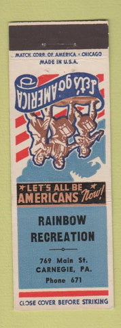 Matchbook Cover - Rainbow Recreation Carnegie PA Patriotic