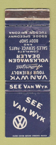 Matchbook Cover - Van Wyk Volkswagen Tucson AZ WORN