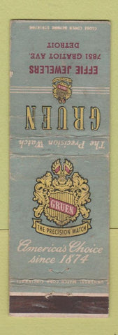 Matchbook Cover - Gruen Watches Effie Jewelry Detroit MI WORN