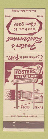 Matchbook Cover - Foster's Restaurant Pecos TX