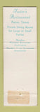 Matchbook Cover - Foster's Restaurant Pecos TX