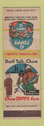 Matchbook Cover - WWII Topps Chewing Gum WEAR