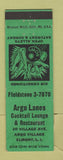 Matchbook Cover - Argo Lanes Bowling Restaurant Elmont LI NY