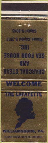 Matchbook Cover - The Lafayette Williamsburg VA