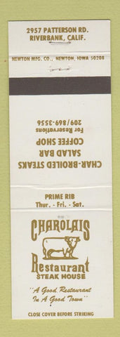 Matchbook Cover - Charolais Restaurant Steak House Riverbank CA