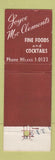 Matchbook Cover - Jayce McClements Restaurant Pittsburgh PA