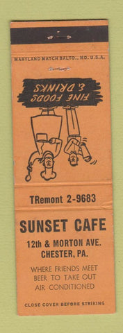 Matchbook Cover - Sunset Cafe Chester PA