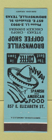 Matchbook Cover - Brownsville Coffee Shop TX Spanish Food BLUE